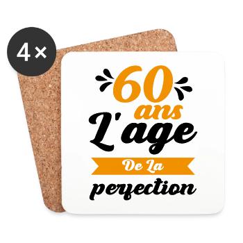 60 Ans Anniversaire 60 ans l'age de la perfection - Dessous de verre (lot de 4) - blanc - Devant