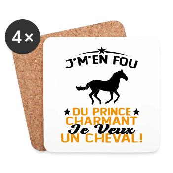 J'm'en Fou Du Prince Charmant Je Veux Un Cheval - Dessous de verre (lot de 4) - blanc - Devant