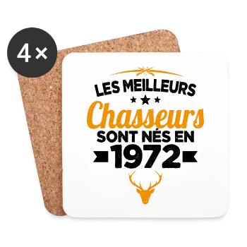 Les Meilleurs Chasseurs nés en 1972 Cadeau - Dessous de verre (lot de 4) - blanc - Devant