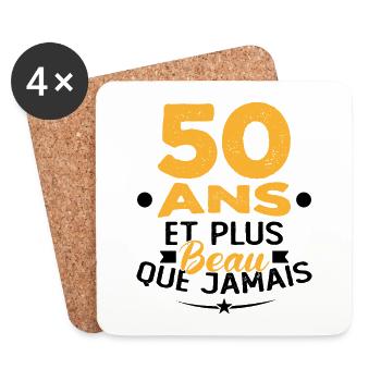 50 Ans et plus beau que jamais - Dessous de verre (lot de 4) - blanc - Devant
