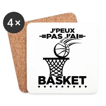J'Peux pas j'ai Basket Idée Joueur BasketBall - Dessous de verre (lot de 4) - blanc - Devant