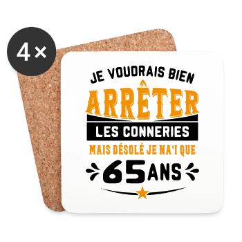 Je Voudrais Bien 65 Ans Humour Cadeau - Dessous de verre (lot de 4) - blanc - Devant