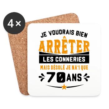 Je Voudrais Bien 70 Ans Humour Cadeau - Dessous de verre (lot de 4) - blanc - Devant