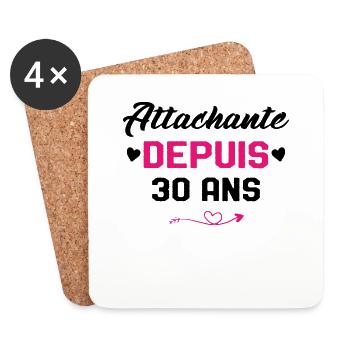 Femme Cadeau Anniversaire 30 ans Fille Humour - Dessous de verre (lot de 4) - blanc - Devant