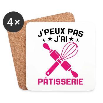 Je Peux Pas J'ai Pâtisserie Cadeau Passionnées - Dessous de verre (lot de 4) - blanc - Devant
