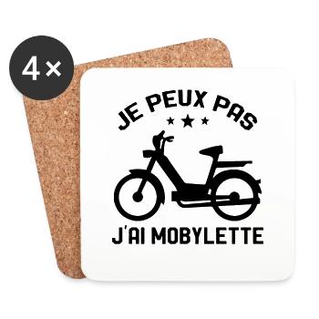 Je Peux Pas J'ai Mobylette Cadeau - Dessous de verre (lot de 4) - blanc - Devant
