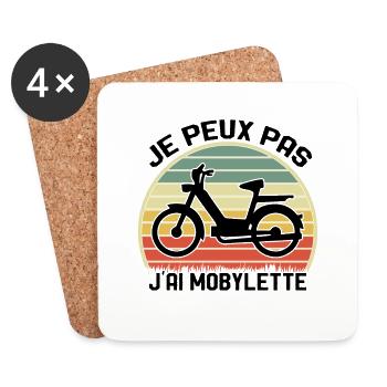 Je Peux Pas J'ai Mobylette Cadeau - Dessous de verre (lot de 4) - blanc - Devant