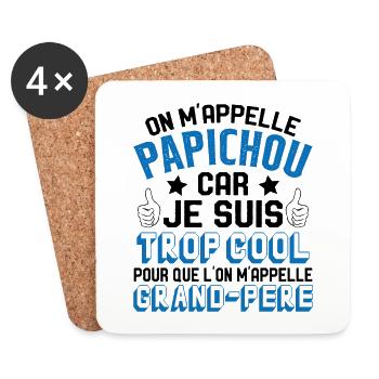 On M'appelle Papichou Parce Que Je Suis Trop Cool - Dessous de verre (lot de 4) - blanc - Devant