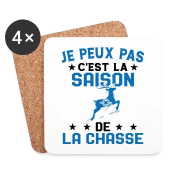 C'est La Saison De La Chasse Humour Chasseur - Dessous de verre (lot de 4) - blanc - Devant