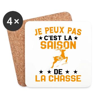 C'est La Saison De La Chasse Humour Chasseur - Dessous de verre (lot de 4) - blanc - Devant