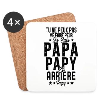 Je Suis Papa Papy Et Arriere Papy Cadeau - Dessous de verre (lot de 4) - blanc - Devant