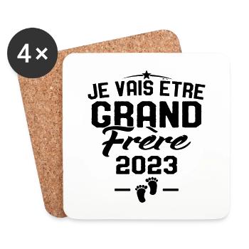 Je Vais Être Grand Frère en 2023 - Dessous de verre (lot de 4) - blanc - Devant