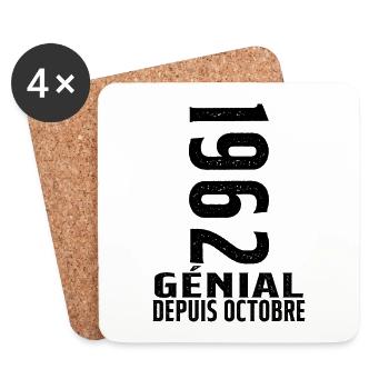 Génial(e) Depuis Octobre 1962 - Dessous de verre (lot de 4) - blanc - Devant