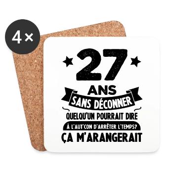 27 Ans anniversaire 27 anniversaire cadeau 27 ans - Dessous de verre (lot de 4) - blanc - Devant