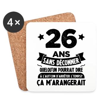 26 Ans anniversaire 26 anniversaire cadeau 26 ans - Dessous de verre (lot de 4) - blanc - Devant