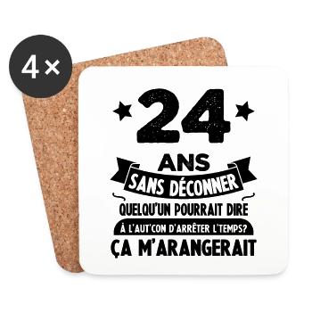 24 Ans anniversaire 24 anniversaire cadeau 24 ans - Dessous de verre (lot de 4) - blanc - Devant