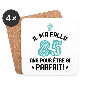 Il M'a Fallu 85 Ans Pour Etre Si Parfait - Dessous de verre (lot de 4) - blanc - Devant