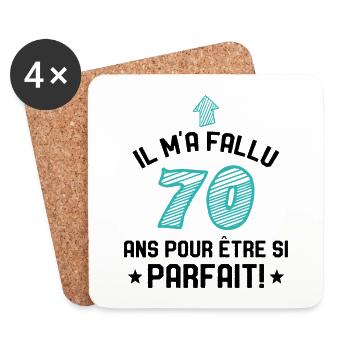 Il M'a Fallu 70 Ans Pour Etre Si Parfait - Dessous de verre (lot de 4) - blanc - Devant