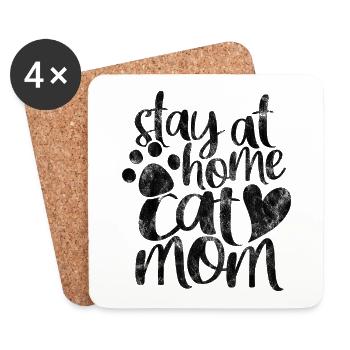 stay at home cat mom - Lustige Katzen Sprüche - Untersetzer (4er-Set) - Weiß - Vorne