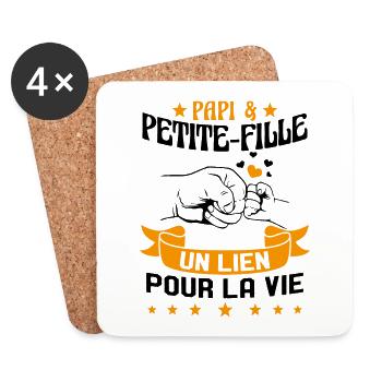 Papi & Petite Fille Grand Père Papy Cadeau - Dessous de verre (lot de 4) - blanc - Devant