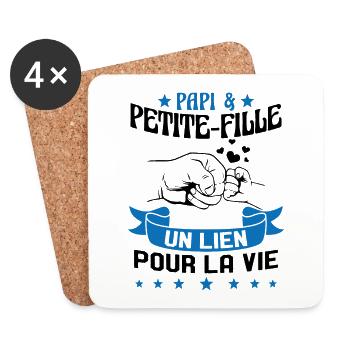 Papi & Petite Fille Grand Père Papy Cadeau - Dessous de verre (lot de 4) - blanc - Devant