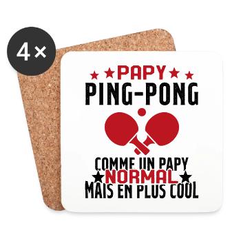 Papy pongiste comme un papy normal plus cool - Dessous de verre (lot de 4) - blanc - Devant