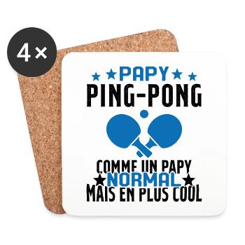 Papy pongiste comme un papy normal plus cool - Dessous de verre (lot de 4) - blanc - Devant