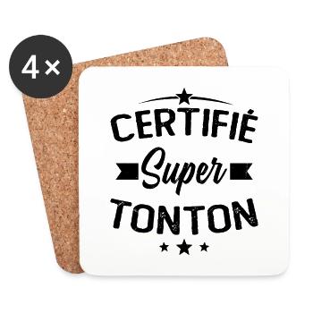 Certifié Super Tonton Humour Cadeau - Dessous de verre (lot de 4) - blanc - Devant