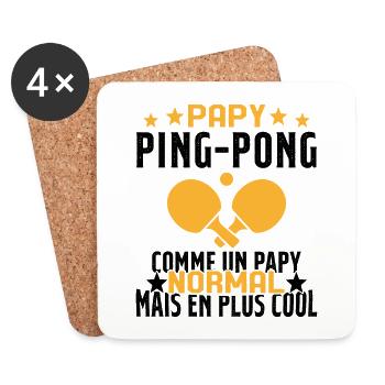 Papy pongiste comme un papy normal plus cool - Dessous de verre (lot de 4) - blanc - Devant