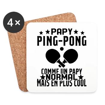 Papy pongiste comme un papy normal plus cool - Dessous de verre (lot de 4) - blanc - Devant