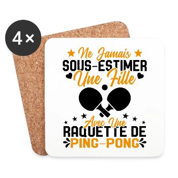Une fille et joueur de ping pong Cadeau Humour - Dessous de verre (lot de 4) - blanc - Devant