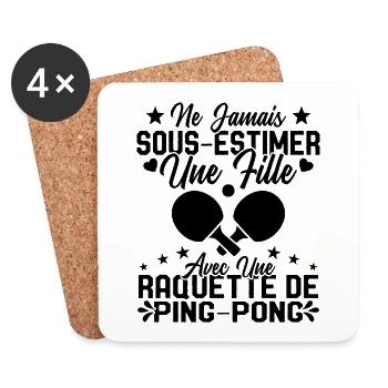 Une fille et joueur de ping pong Cadeau Humour - Dessous de verre (lot de 4) - blanc - Devant