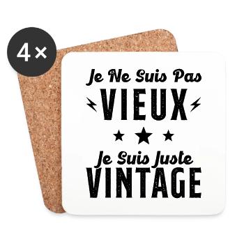 Je Ne suis Pas Vieux Je suis Juste Vintage - Dessous de verre (lot de 4) - blanc - Devant