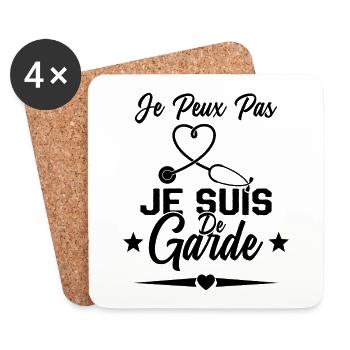 Je Peux Pas Je Suis De Garde Drôle Infirmier - Dessous de verre (lot de 4) - blanc - Devant