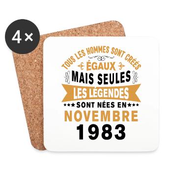 Les légendes sont nées en Novembre 1983 Cadeau - Dessous de verre (lot de 4) - blanc - Devant