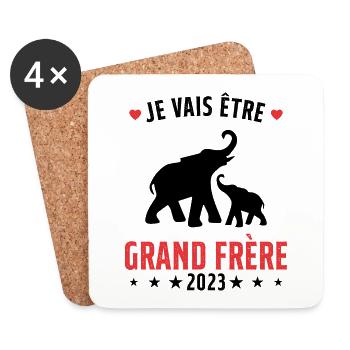 Je Vais Être Grand Frère en 2023 - Dessous de verre (lot de 4) - blanc - Devant