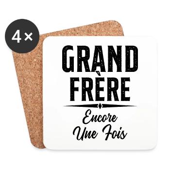 Grand Frère Encore Une Fois Annonce Grossesse - Dessous de verre (lot de 4) - blanc - Devant