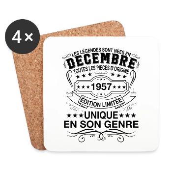 Les légendes sont nées en Décembre 1957 - Dessous de verre (lot de 4) - blanc - Devant