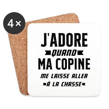 J'adore quand Ma Copine - Dessous de verre (lot de 4) - blanc - Devant