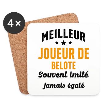 Jamais égalé meilleur Joueur de Belote Cadeau - Dessous de verre (lot de 4) - blanc - Devant