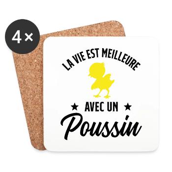 La vie est Meilleure avec un Poussin Cadeau - Dessous de verre (lot de 4) - blanc - Devant
