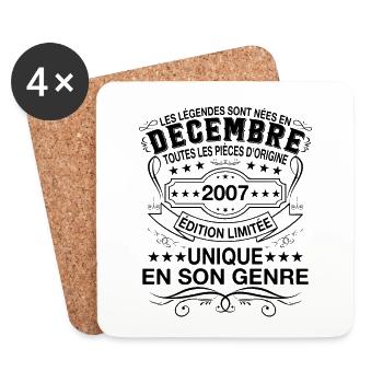 Les légendes sont nées en Décembre 2007 Cadeau - Dessous de verre (lot de 4) - blanc - Devant