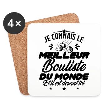 Meilleur Bouliste Humour Pétanque Homme Cadeau - Dessous de verre (lot de 4) - blanc - Devant