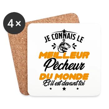 Meilleur Pecheur Humour Pêche Truite Drôle - Dessous de verre (lot de 4) - blanc - Devant