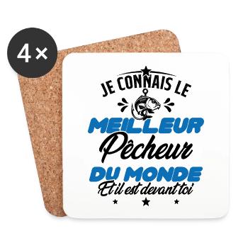 Meilleur Pecheur Humour Pêche Truite Drôle - Dessous de verre (lot de 4) - blanc - Devant