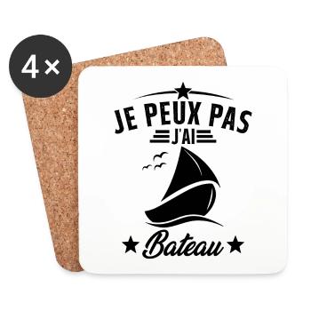 J'peux pas j'ai Bateau Humour Cadeau - Dessous de verre (lot de 4) - blanc - Devant
