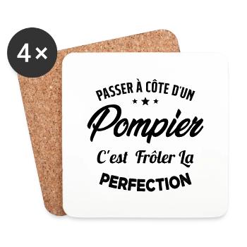 Passer à Côté d'un Pompier Humour Cadeau Pompier - Dessous de verre (lot de 4) - blanc - Devant