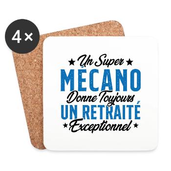 Mécano Papa Cadeau Drôle Fête Des Pères Garagiste - Dessous de verre (lot de 4) - blanc - Devant