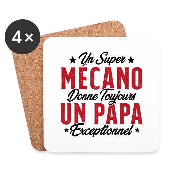Mécano Papa Cadeau Drôle Fête Des Pères Garagiste - Dessous de verre (lot de 4) - blanc - Devant
