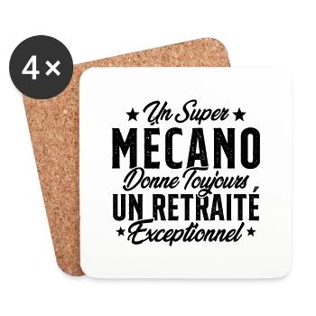 Mécano Papa Cadeau Drôle Fête Des Pères Garagiste - Dessous de verre (lot de 4) - blanc - Devant